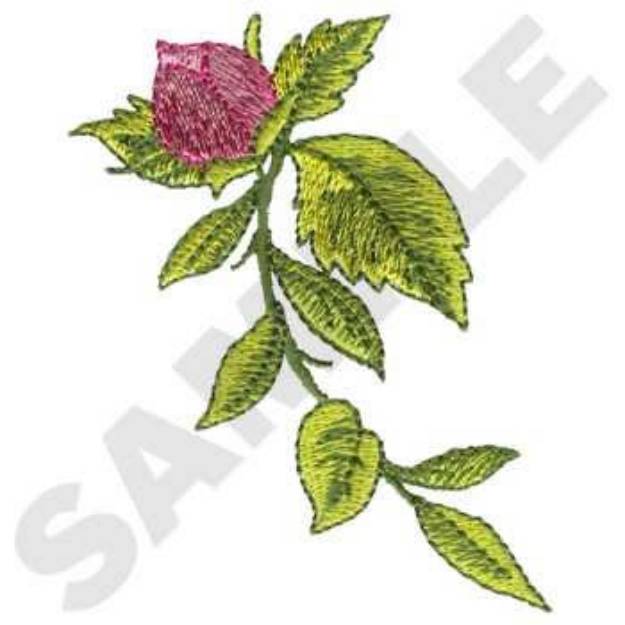 Picture of Rosebud with Vine Machine Embroidery Design