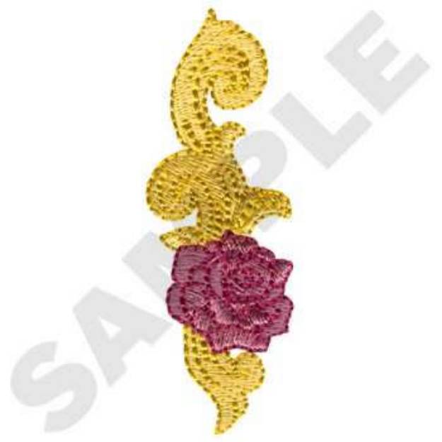 Picture of Rose with Scroll Machine Embroidery Design