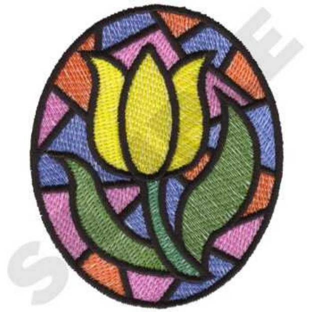 Picture of Stained Glass Tulip Machine Embroidery Design