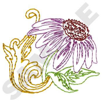 Purple Coneflower Machine Embroidery Design