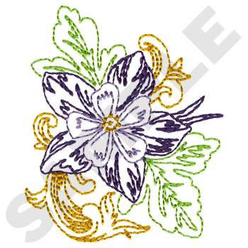 Columbine Flower Machine Embroidery Design