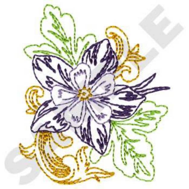 Picture of Columbine Flower Machine Embroidery Design