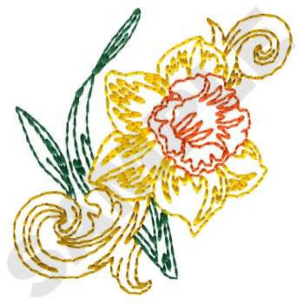Picture of Daffodil Flower Machine Embroidery Design