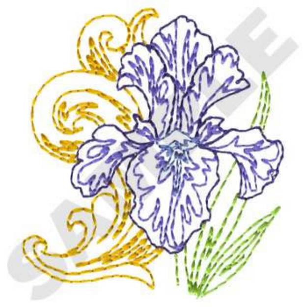 Picture of Iris Flower Machine Embroidery Design