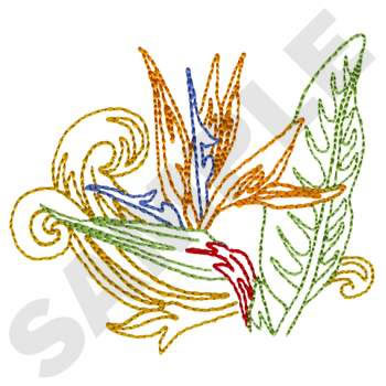 Bird Paradise Flower Machine Embroidery Design