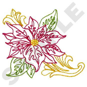 Poinsettia Flower Machine Embroidery Design