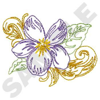 Violet Flower Machine Embroidery Design