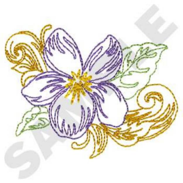 Picture of Violet Flower Machine Embroidery Design