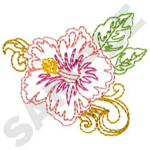 Picture of Hibiscus Flower Machine Embroidery Design