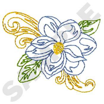 Magnolia Flower Machine Embroidery Design