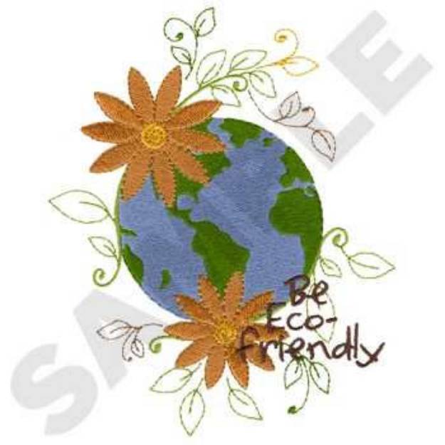 Picture of Eco-Friendly Globe Machine Embroidery Design