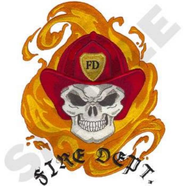 Picture of Fire Dept Skull Machine Embroidery Design
