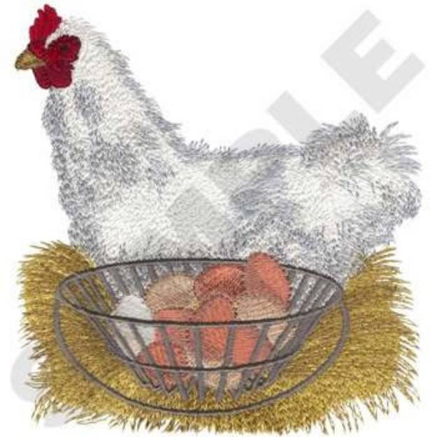 Picture of Chicken With Eggs Machine Embroidery Design