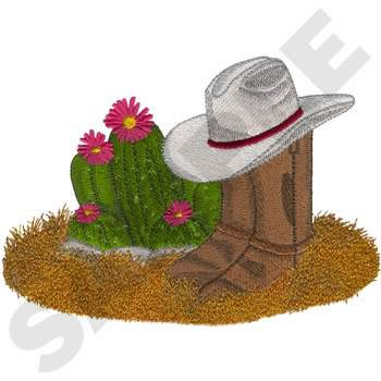 Cactus And Boots Machine Embroidery Design
