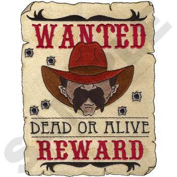Wanted Poster Machine Embroidery Design