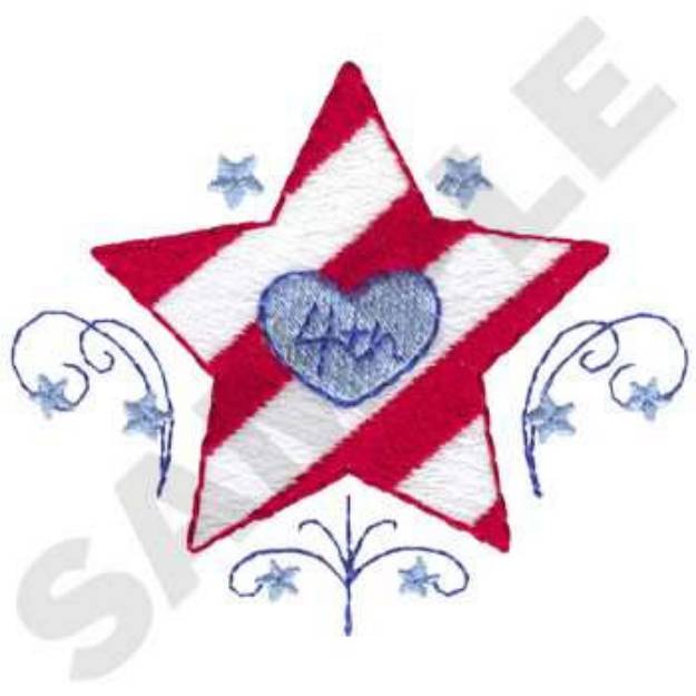 Picture of 4th Of July Star Machine Embroidery Design