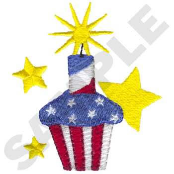 4th Of July Cupcake Machine Embroidery Design