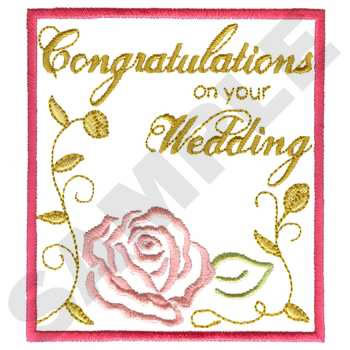 Wedding Congratulations Machine Embroidery Design