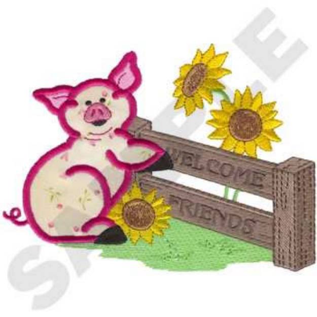 Picture of Pig Applique Machine Embroidery Design