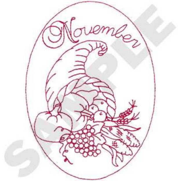 Picture of November Scene Machine Embroidery Design