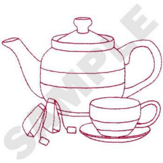 Picture of Teapot And Cup Machine Embroidery Design