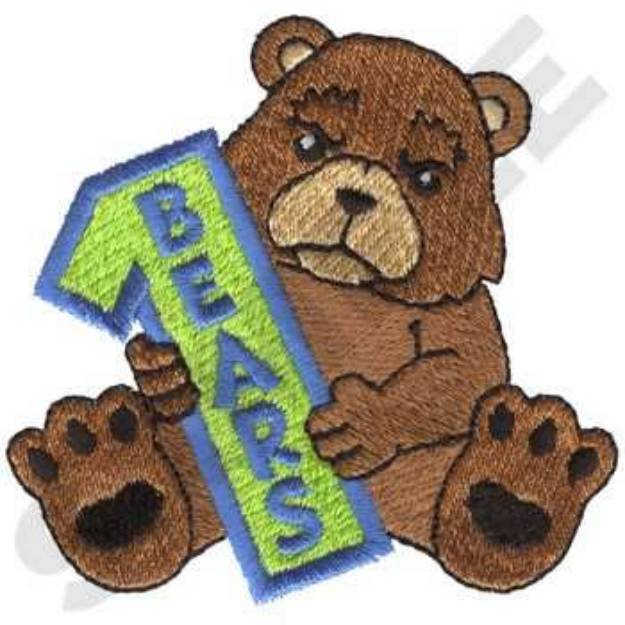 Picture of Number One Bear Machine Embroidery Design