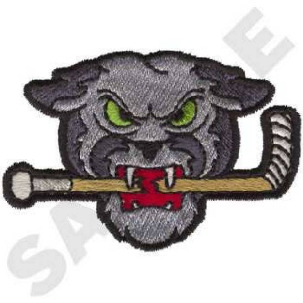 Picture of Panther Hockey Stick Machine Embroidery Design