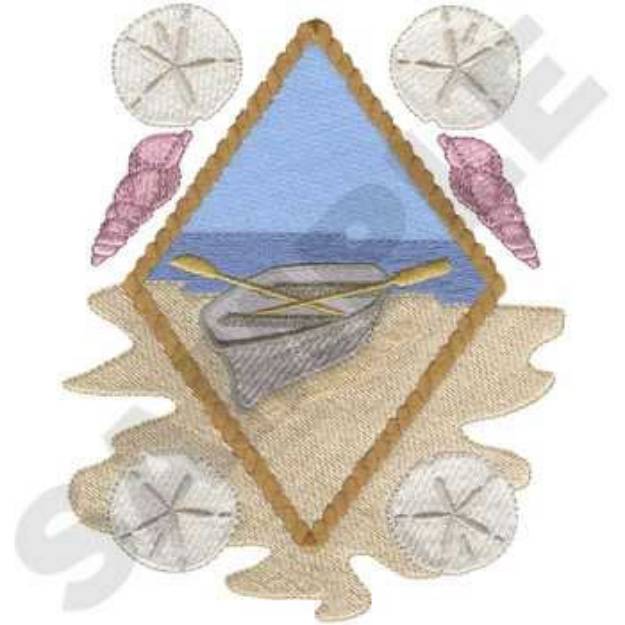 Picture of Row Boat & Seashells Machine Embroidery Design