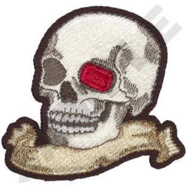 Picture of Skull with Gemstone Machine Embroidery Design