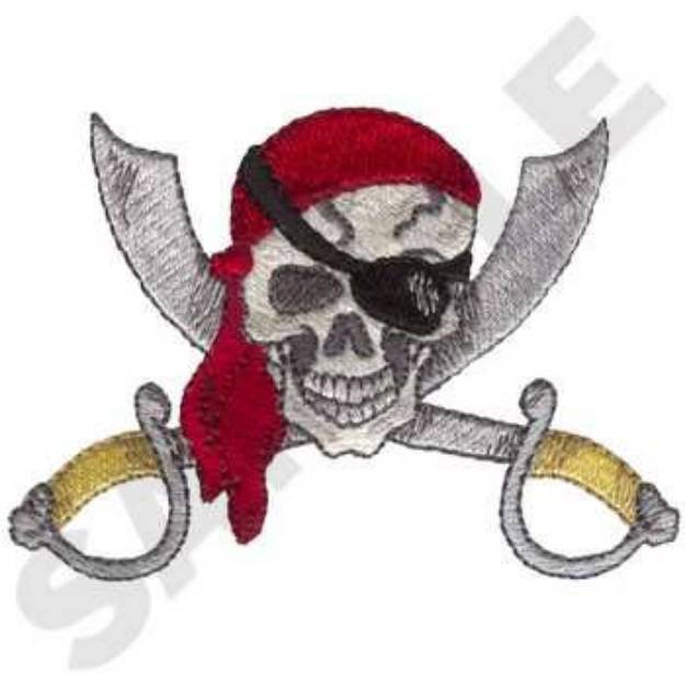 Picture of Skull and Swords Machine Embroidery Design