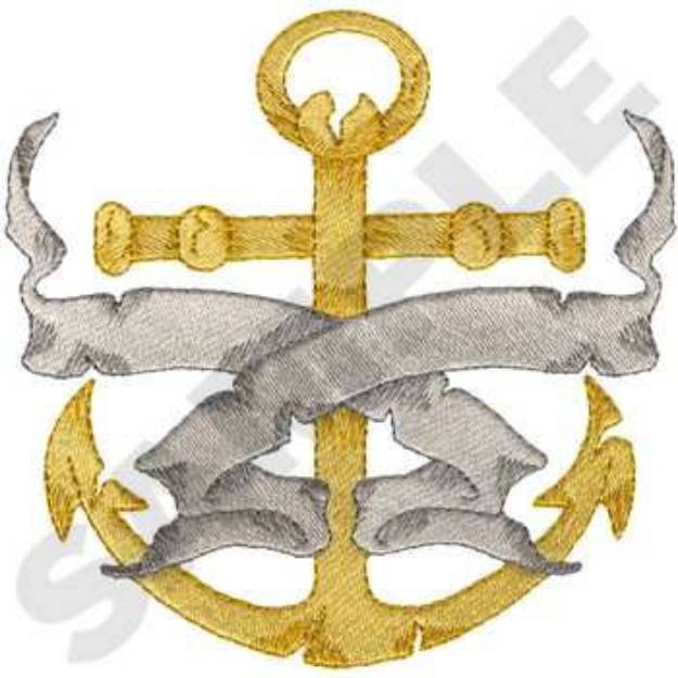 Picture of Anchor with Banner Machine Embroidery Design