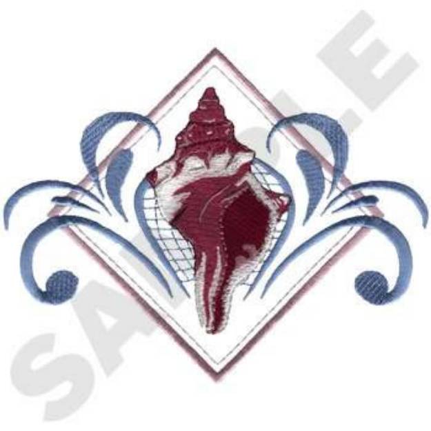 Picture of Shell with Border Machine Embroidery Design