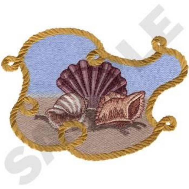 Picture of Seashells On Beach Machine Embroidery Design