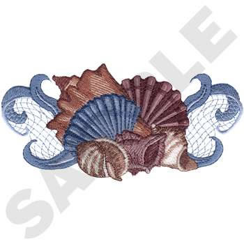 Seashells with Net Machine Embroidery Design
