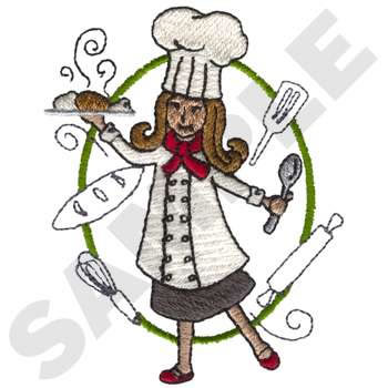 Female Chef Machine Embroidery Design