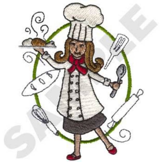 Picture of Female Chef Machine Embroidery Design