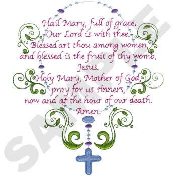 Hail Mary Prayer Machine Embroidery Design