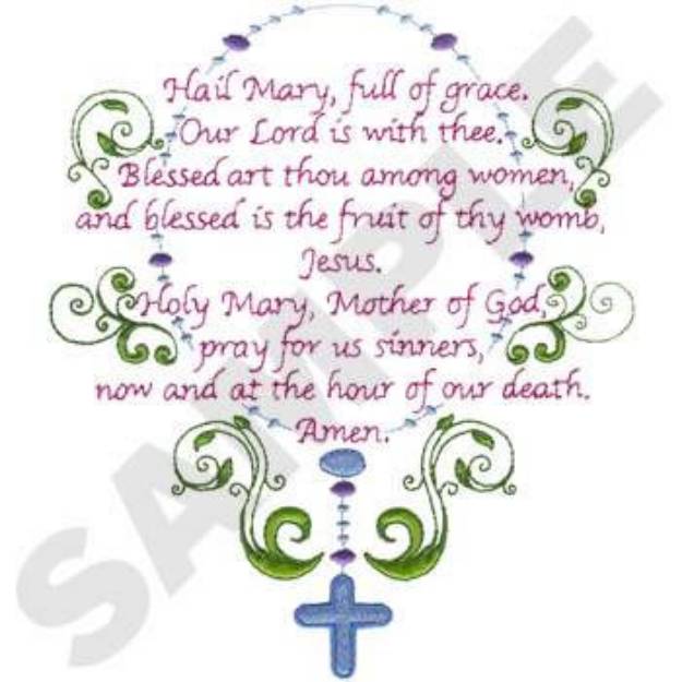 Picture of Hail Mary Prayer Machine Embroidery Design