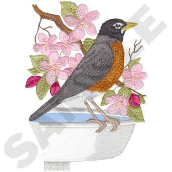 Spring Robin Machine Embroidery Design