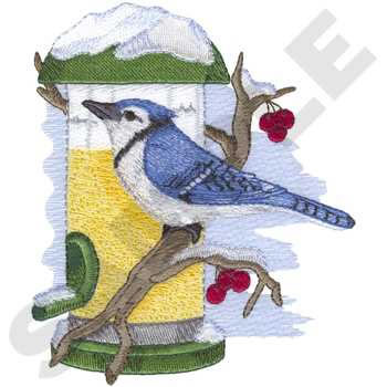 Winter Blue Jay Machine Embroidery Design