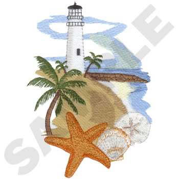 Summer Lighthouse Machine Embroidery Design