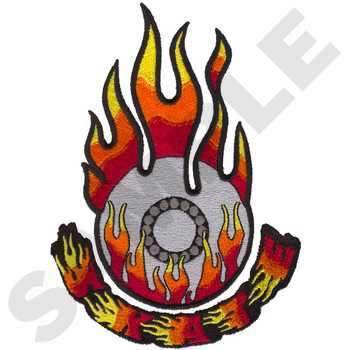 Flaming Skate Machine Embroidery Design