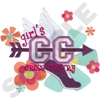 Girls Cross Country Machine Embroidery Design