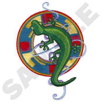 Aztec Lizard Machine Embroidery Design