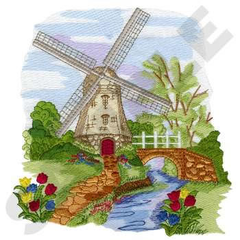 Dutch Windmill Machine Embroidery Design