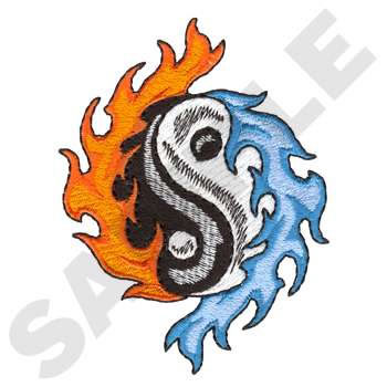 Flaming Yin Yang Machine Embroidery Design