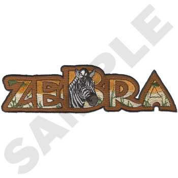 Zebra Text Machine Embroidery Design