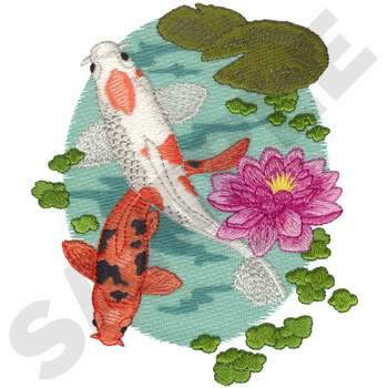 Koi Pond Machine Embroidery Design