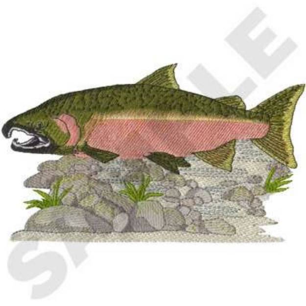 Picture of Coho Salmon Scene Machine Embroidery Design
