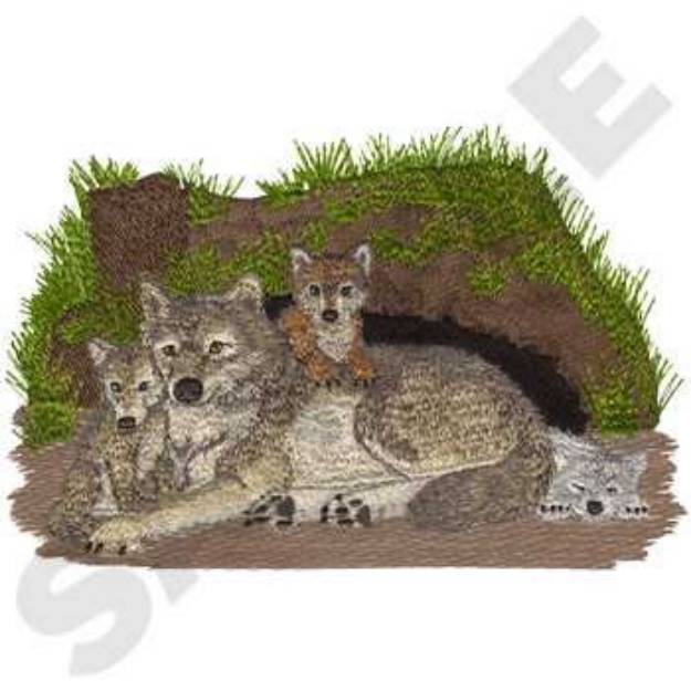 Picture of Mother Wolf Scene Machine Embroidery Design